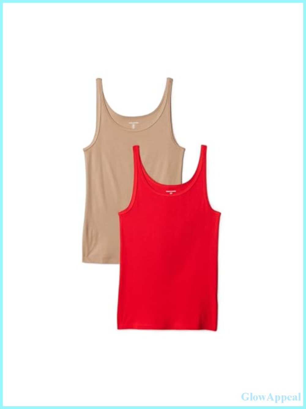 Women's Slim Fit Thin Strap Tank Top, Pack of 2, Ribbed Cotton Modal, Layering